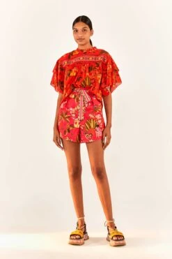 Red Secret Garden Organic Cotton Blouse -Farm Rio 299824 04