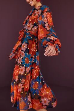 Farm Rio Navy Garden Lenzing™ Ecovero™ Viscose Midi Dress -Farm Rio 301806 02