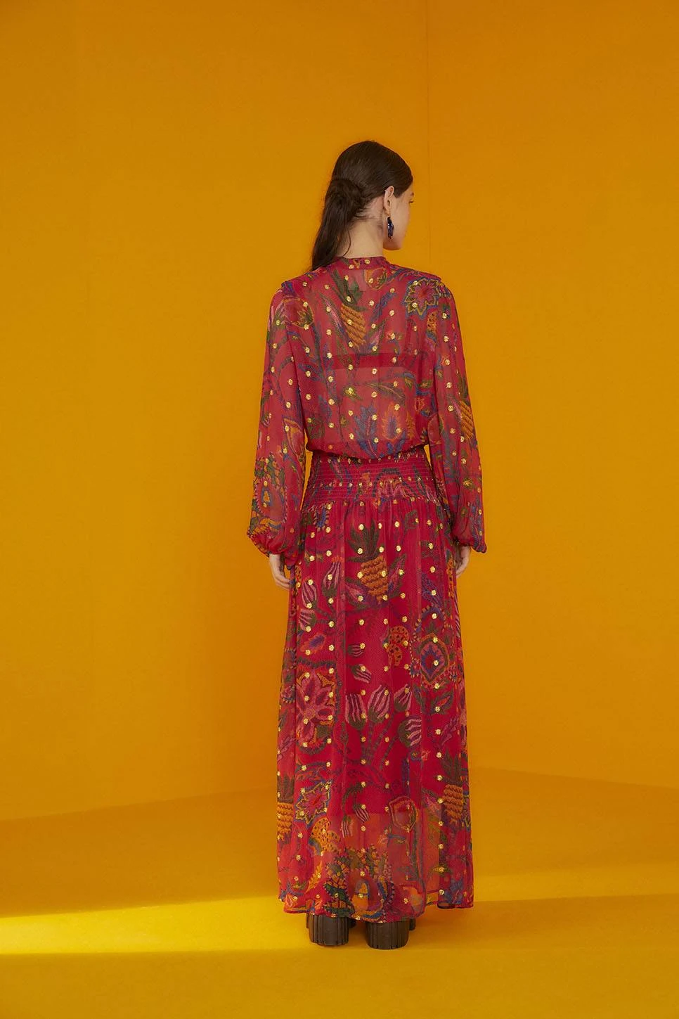 Farm Rio Red Sunset Tapestry Embroidered Maxi Dress 4 Farm Rio Red Sunset Tapestry Embroidered Maxi Dress - Image 2