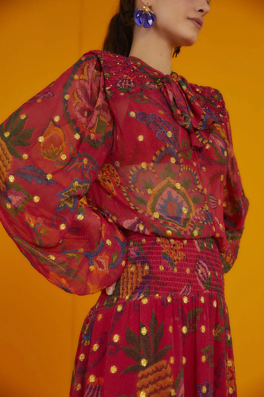 Farm Rio Red Sunset Tapestry Embroidered Maxi Dress 6 Farm Rio Red Sunset Tapestry Embroidered Maxi Dress - Image 4