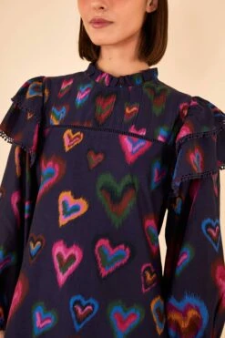 Farm Rio Navy Ikat Dyed Hearts Mini Dress -Farm Rio 301817 03