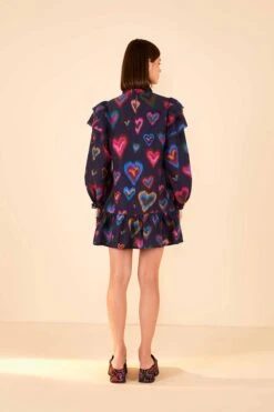 Farm Rio Navy Ikat Dyed Hearts Mini Dress -Farm Rio 301817 04