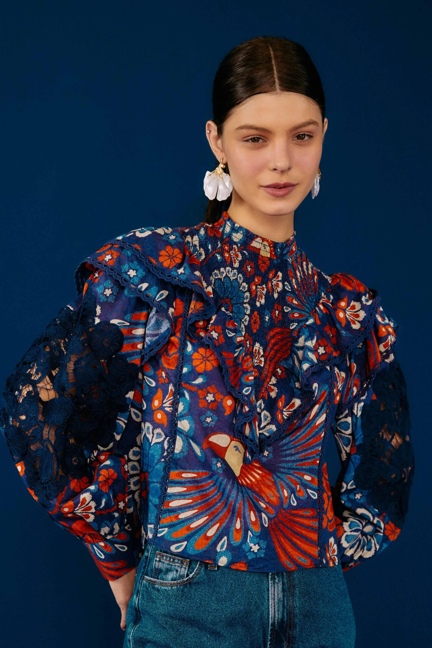 Farm Rio Navy Pineapple Flowers Blouse 3 Farm Rio Navy Pineapple Flowers Blouse