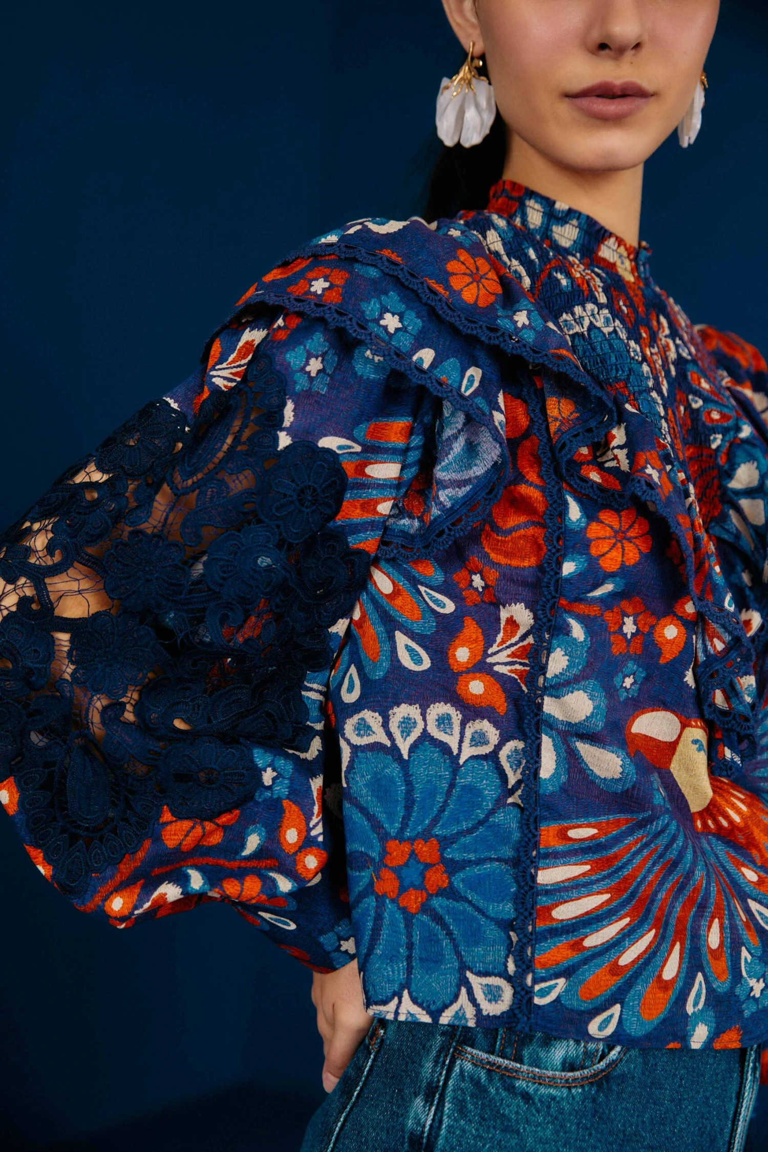 Farm Rio Navy Pineapple Flowers Blouse 4 Farm Rio Navy Pineapple Flowers Blouse - Image 2