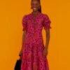 Farm Rio Pink Snake Fruit Organic Cotton Midi Dress -Farm Rio 301829 01