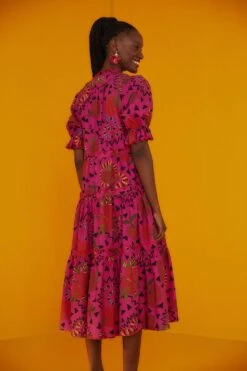 Farm Rio Pink Snake Fruit Organic Cotton Midi Dress 7 Farm Rio Pink Snake Fruit Organic Cotton Midi Dress -Farm Rio 301829 03 1