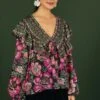 Black Flowers Garden Blouse 2 Black Flowers Garden Blouse -Farm Rio 301870 01