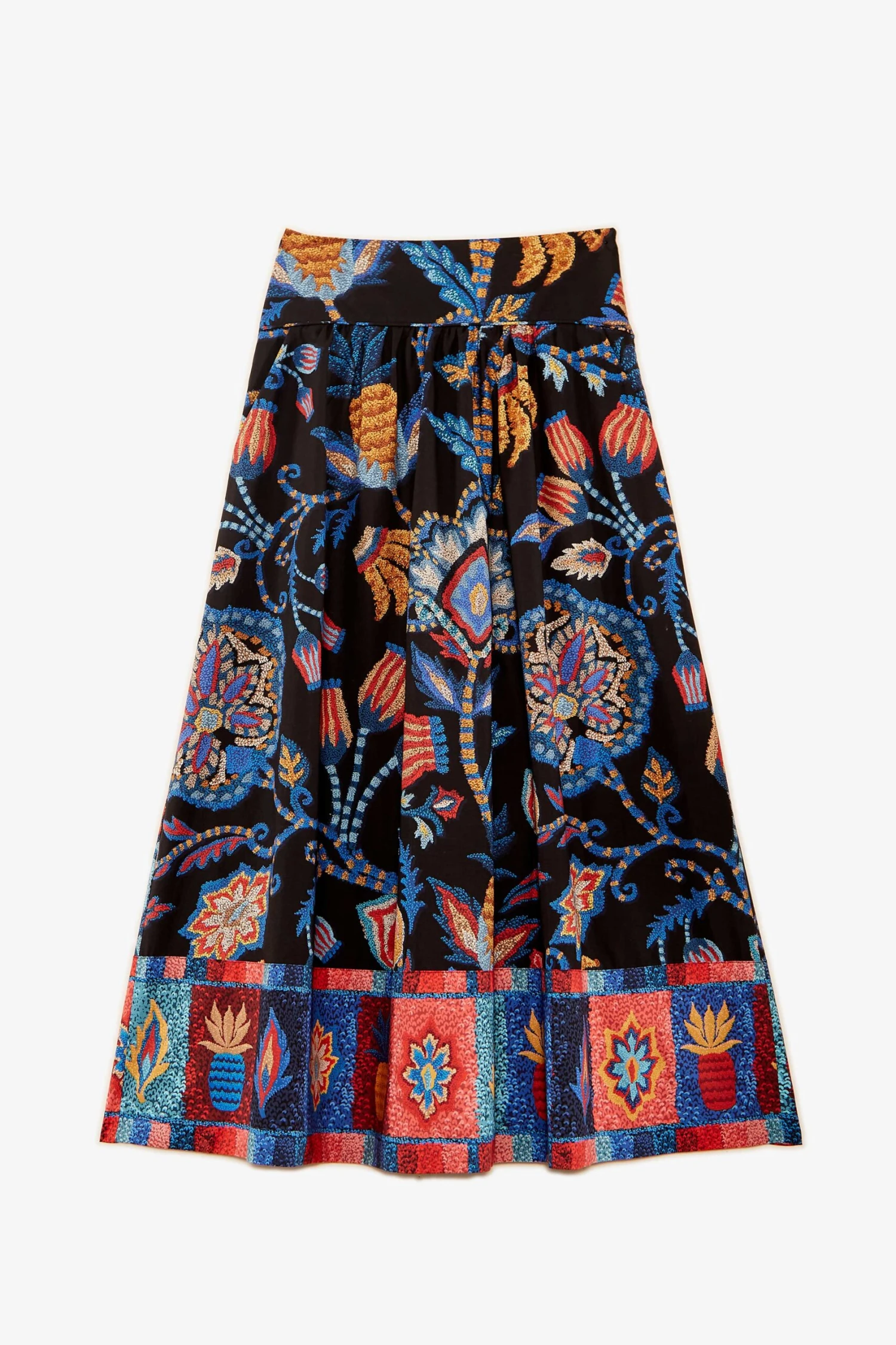 Farm Rio Black Sunset Tapestry Organic Cotton Midi Skirt 6 Farm Rio Black Sunset Tapestry Organic Cotton Midi Skirt - Image 4