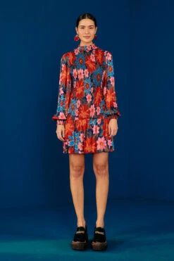 Farm Rio Navy Garden Smocked Mini Dress 9 Farm Rio Navy Garden Smocked Mini Dress -Farm Rio 301902 03