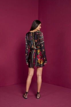 Farm Rio Black Mixed Scarves Mini Dress 11 Farm Rio Black Mixed Scarves Mini Dress -Farm Rio 301909 04