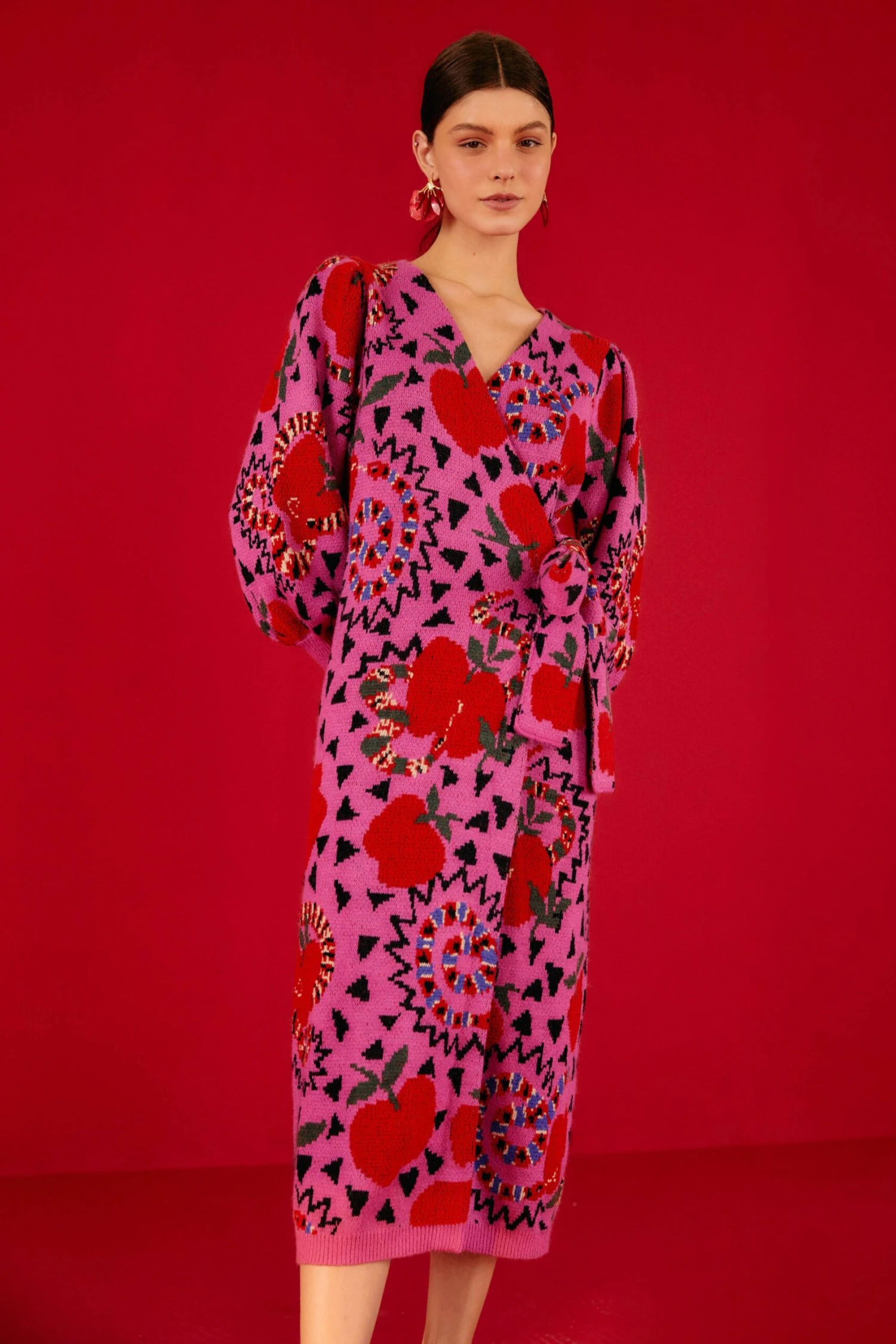 Farm Rio Pink Snake Fruit Sweater Dress 3 Farm Rio Pink Snake Fruit Sweater Dress