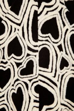 Farm Rio Black And White Wild Hearts Fleece Coat -Farm Rio 302234 05