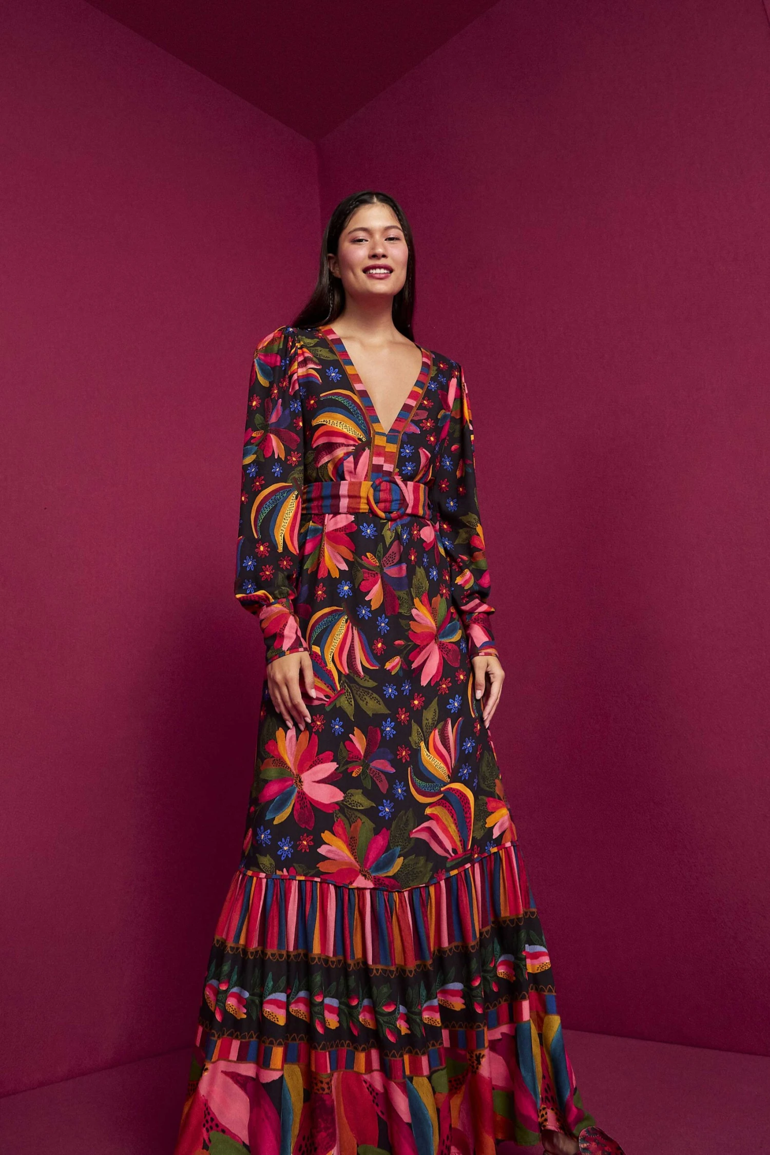 Farm Rio Black Banana Sky Lenzing™ Ecovero™ ViscoseMaxi Dress 3 Farm Rio Black Banana Sky Lenzing™ Ecovero™ ViscoseMaxi Dress