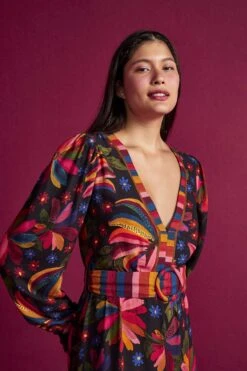 Farm Rio Black Banana Sky Lenzing™ Ecovero™ ViscoseMaxi Dress 10 Farm Rio Black Banana Sky Lenzing™ Ecovero™ ViscoseMaxi Dress -Farm Rio 302687 05