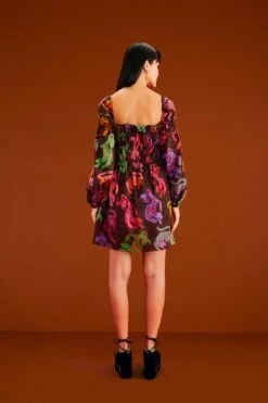 Farm Rio Black Wild Leopards Mini Dress -Farm Rio 303763 03