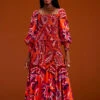Farm Rio Orange Chevron Forest Maxi Dress 1 Farm Rio Orange Chevron Forest Maxi Dress -Farm Rio 303765 02