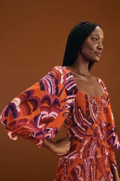 Farm Rio Orange Chevron Forest Maxi Dress -Farm Rio 303765 03