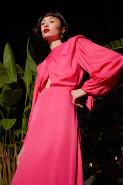 Farm Rio Pink Shoulder Pads Maxi Dress 8 Farm Rio Pink Shoulder Pads Maxi Dress -Farm Rio 303766 04