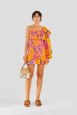 Farm Rio Flowers Garden One Shoulder Mini Dress -Farm Rio 303791 01