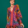 Farm Rio Graphic Foliage Lenzing™ Ecovero™ Viscose Mini Dress -Farm Rio 303810 01