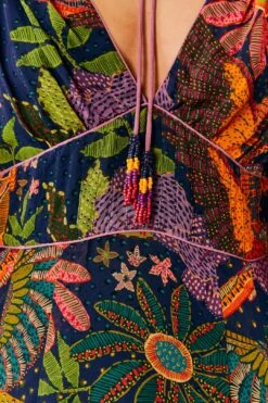 Farm Rio Navy Cool Macaw Midi Dress 12 Farm Rio Navy Cool Macaw Midi Dress -Farm Rio 303830 05