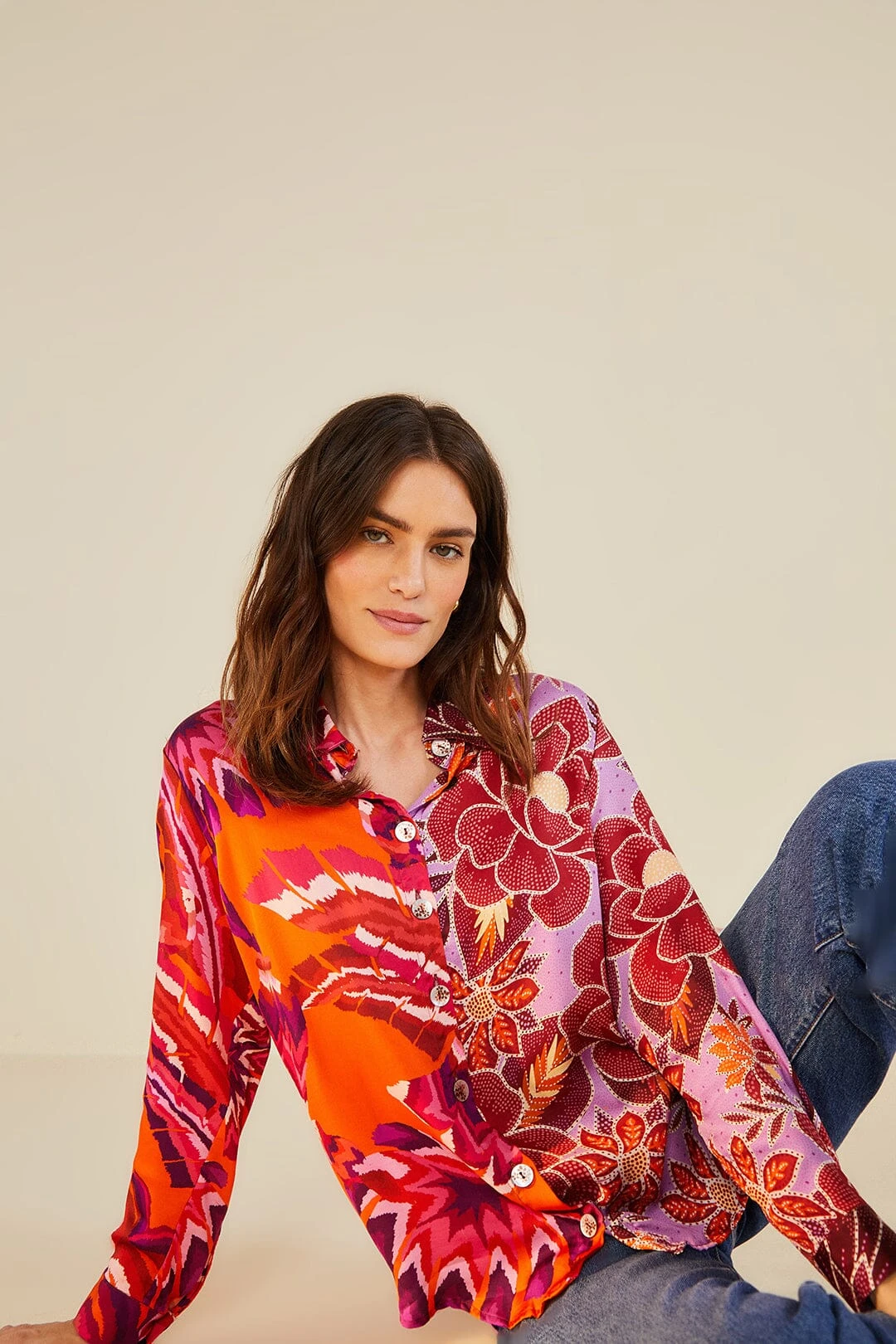 Farm Rio Lilac Mixed Prints Shirt 3 Farm Rio Lilac Mixed Prints Shirt