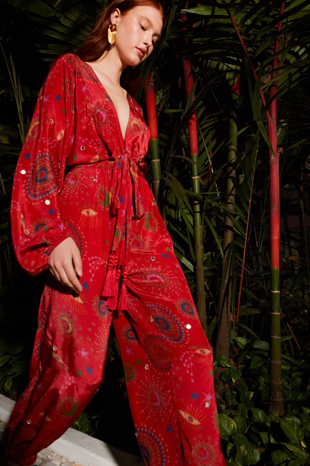 Farm Rio Red Mystic Night Jumpsuit 5 Farm Rio Red Mystic Night Jumpsuit - Image 3