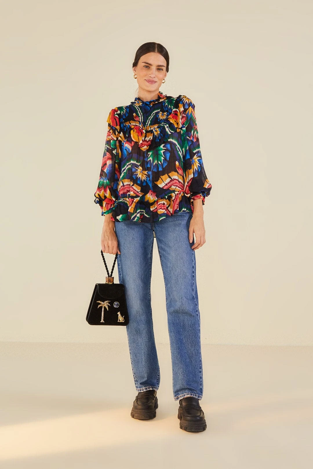 Farm Rio Black Chevron Forest Blouse 5 Farm Rio Black Chevron Forest Blouse - Image 3