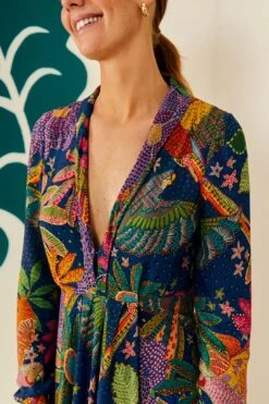 Farm Rio Navy Cool Macaw Maxi Dress 10 Farm Rio Navy Cool Macaw Maxi Dress -Farm Rio 303923 03