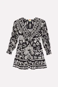 Farm Rio Black Graphic Floral Mini Dress 8 Farm Rio Black Graphic Floral Mini Dress -Farm Rio 303926 06