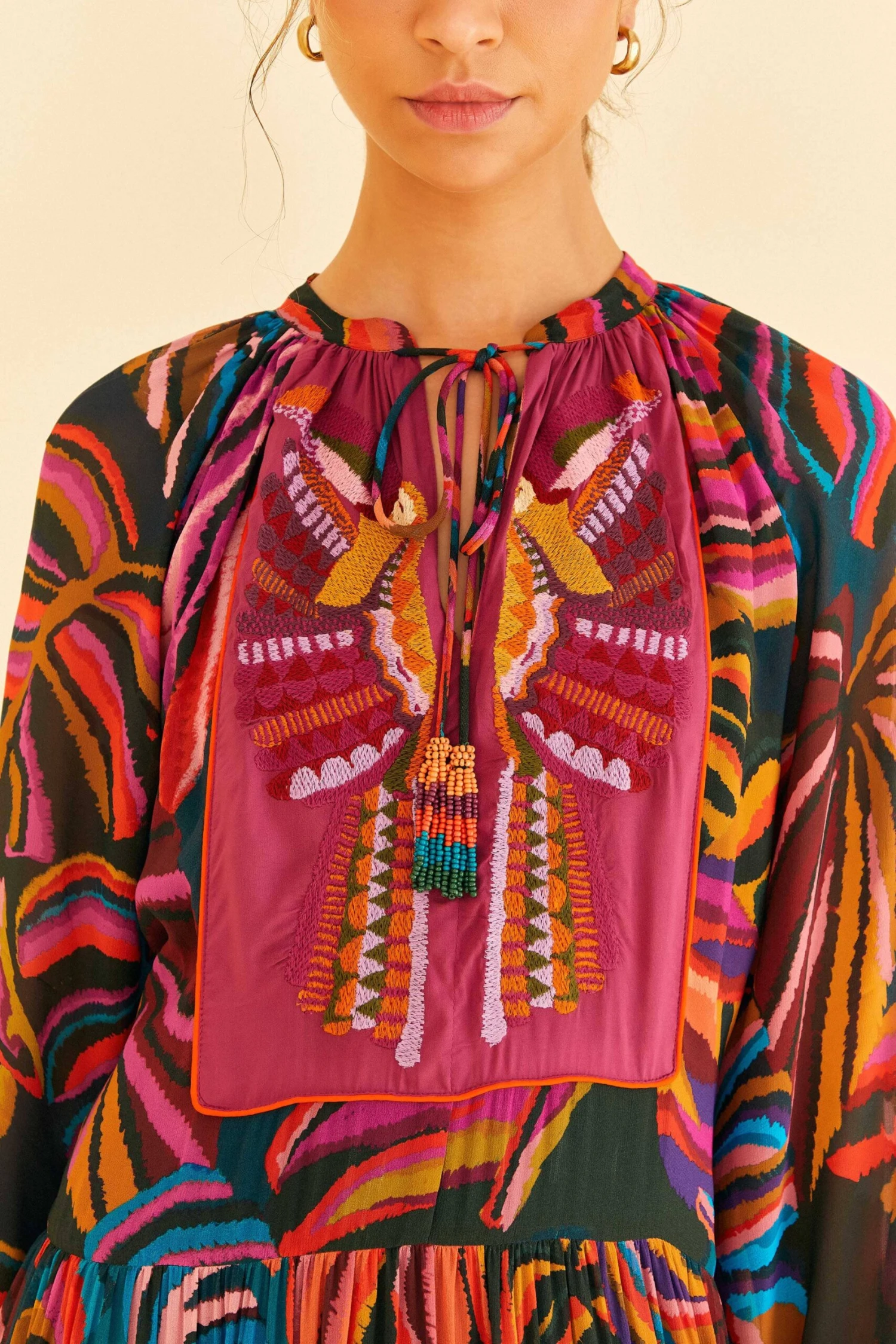 Farm Rio Graphic Foliage Embroidered Maxi Dress 5 Farm Rio Graphic Foliage Embroidered Maxi Dress - Image 3