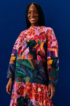 Farm Rio Lilac Mixed Prints Sweatshirt