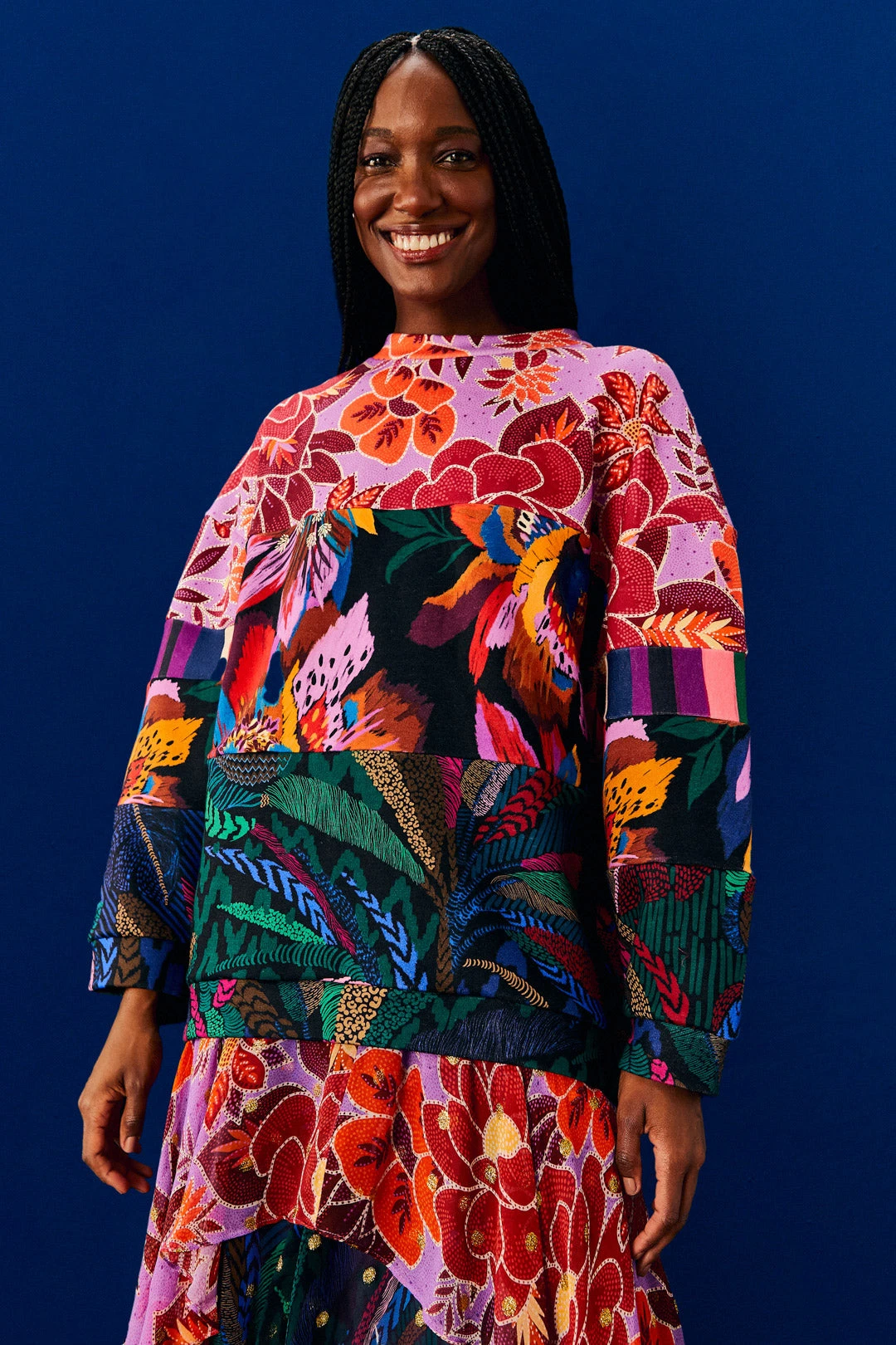 Farm Rio Lilac Mixed Prints Sweatshirt 3 Farm Rio Lilac Mixed Prints Sweatshirt