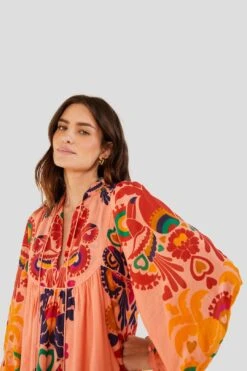 Farm Rio Peach Amulet Midi Dress 12 Farm Rio Peach Amulet Midi Dress -Farm Rio 303983 03