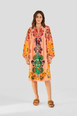 Farm Rio Peach Amulet Midi Dress 11 Farm Rio Peach Amulet Midi Dress -Farm Rio 303983 04