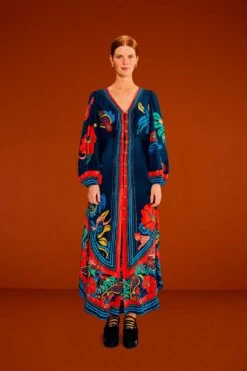 Farm Rio Blue Vintage Forest Midi Dress 11 Farm Rio Blue Vintage Forest Midi Dress -Farm Rio 304135 02 2