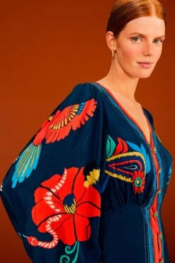 Farm Rio Blue Vintage Forest Midi Dress 10 Farm Rio Blue Vintage Forest Midi Dress -Farm Rio 304135 03 2