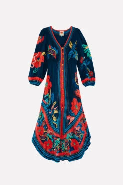 Farm Rio Blue Vintage Forest Midi Dress 13 Farm Rio Blue Vintage Forest Midi Dress -Farm Rio 304135 06