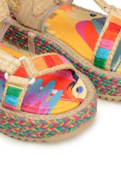 COLORFUL TOUCANS FLATFORM RAFFIA VELCRO SANDAL 7 COLORFUL TOUCANS FLATFORM RAFFIA VELCRO SANDAL -Farm Rio 304695 02