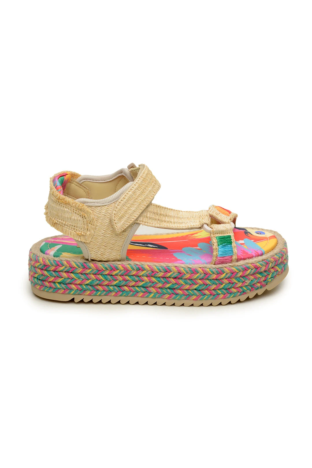 COLORFUL TOUCANS FLATFORM RAFFIA VELCRO SANDAL 6 COLORFUL TOUCANS FLATFORM RAFFIA VELCRO SANDAL - Image 4
