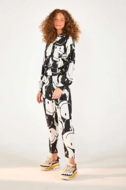 Farm Rio Black & White Smiley® Jumpsuit -Farm Rio 305146 04