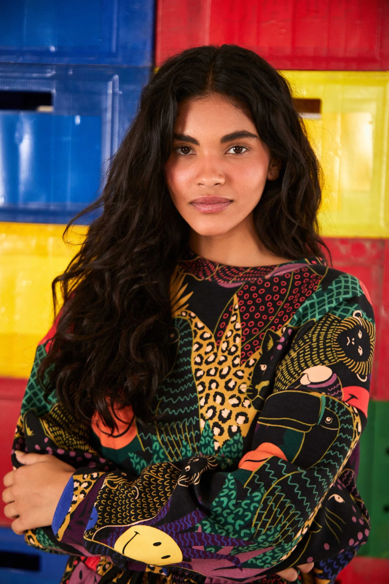 Farm Rio Pop Jungle Smiley® Sweatshirt 7 Farm Rio Pop Jungle Smiley® Sweatshirt - Image 5