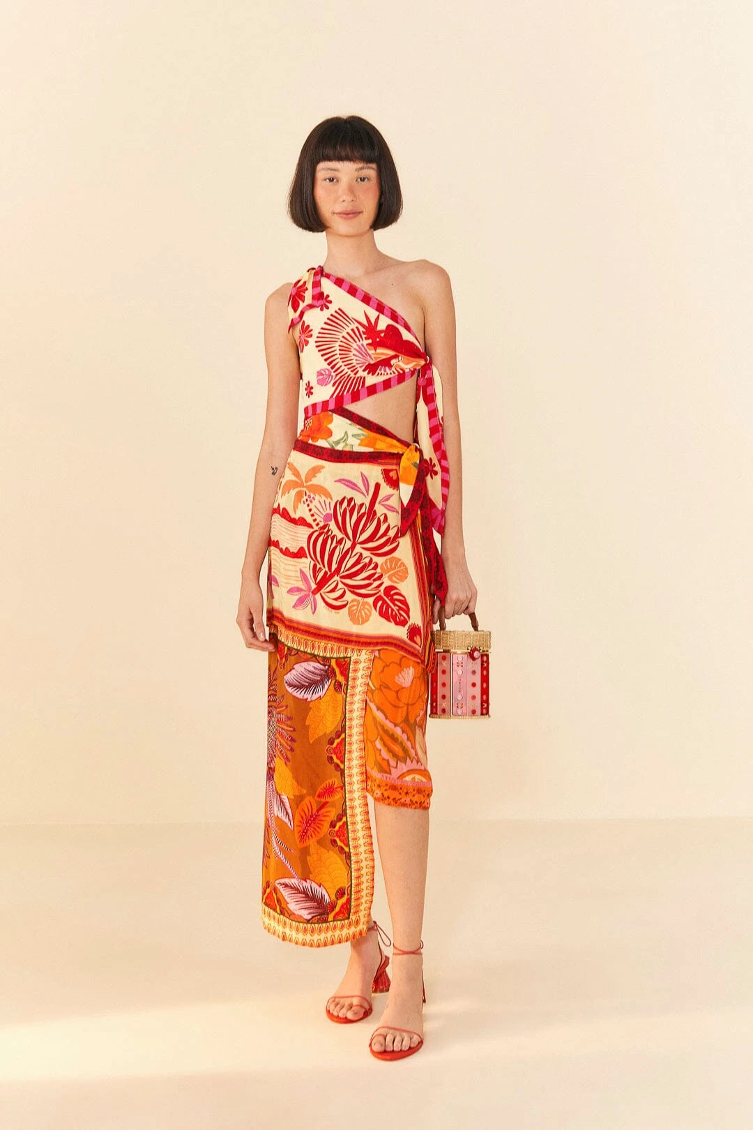 Farm Rio Forest Mixed Scarves Midi Dress 3 Farm Rio Forest Mixed Scarves Midi Dress