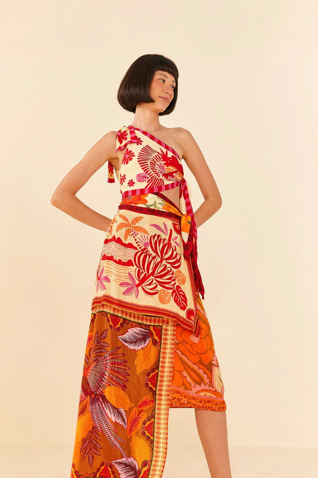 Farm Rio Forest Mixed Scarves Midi Dress 4 Farm Rio Forest Mixed Scarves Midi Dress - Image 2