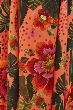 Orange Blooming Garden Maxi Dress 12 Orange Blooming Garden Maxi Dress -Farm Rio 305268 05