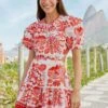 Farm Rio Off-White Rio Tiles Puff Sleeve Mini Dress 2 Farm Rio Off-White Rio Tiles Puff Sleeve Mini Dress -Farm Rio 305274 01