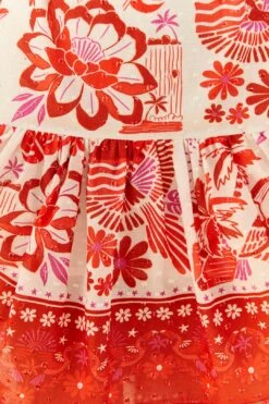 Farm Rio Off-White Rio Tiles Puff Sleeve Mini Dress -Farm Rio 305274 05