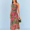 Farm Rio Pink Leaves Midi Dress -Farm Rio 305298 01