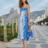 Farm Rio Blue Flower Stripes Midi Dress 1 Farm Rio Blue Flower Stripes Midi Dress -Farm Rio 305348 01