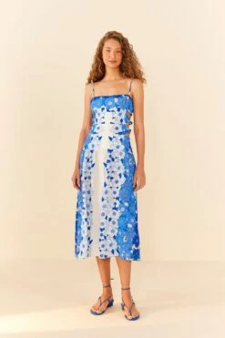 Farm Rio Blue Flower Stripes Midi Dress 11 Farm Rio Blue Flower Stripes Midi Dress -Farm Rio 305348 04